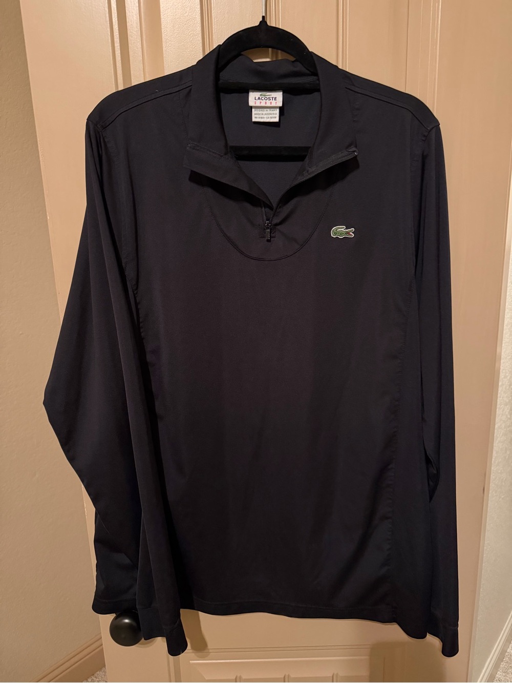 Lacoste Men's Black Long-Sleeve Quarter-Zip Shirt Size 7 XL/XXL